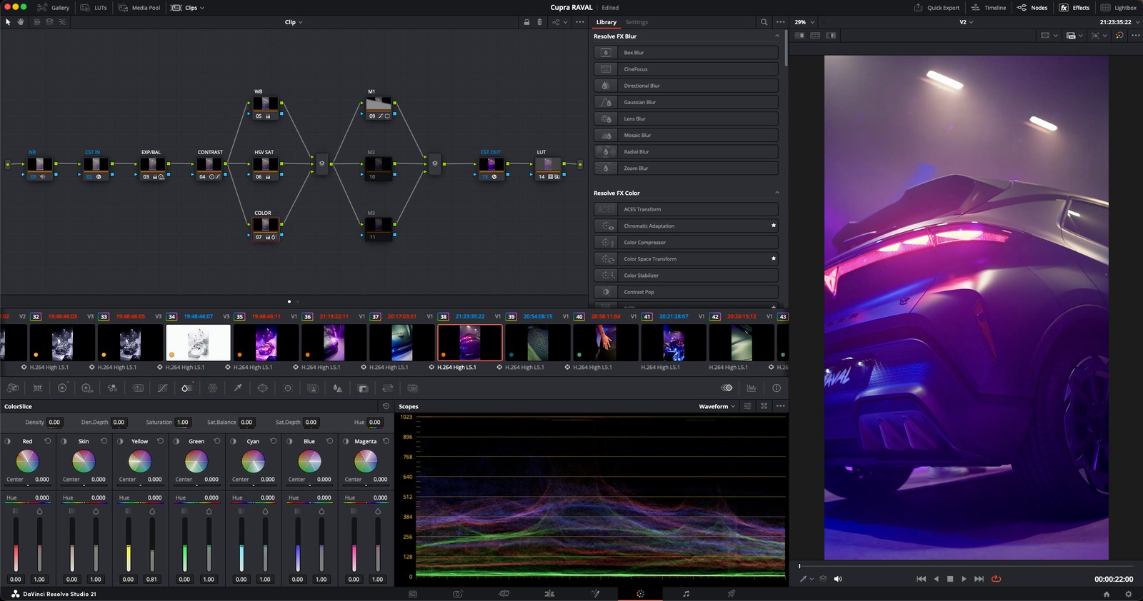 CUPRA Raval Launch Film: raval color node graph